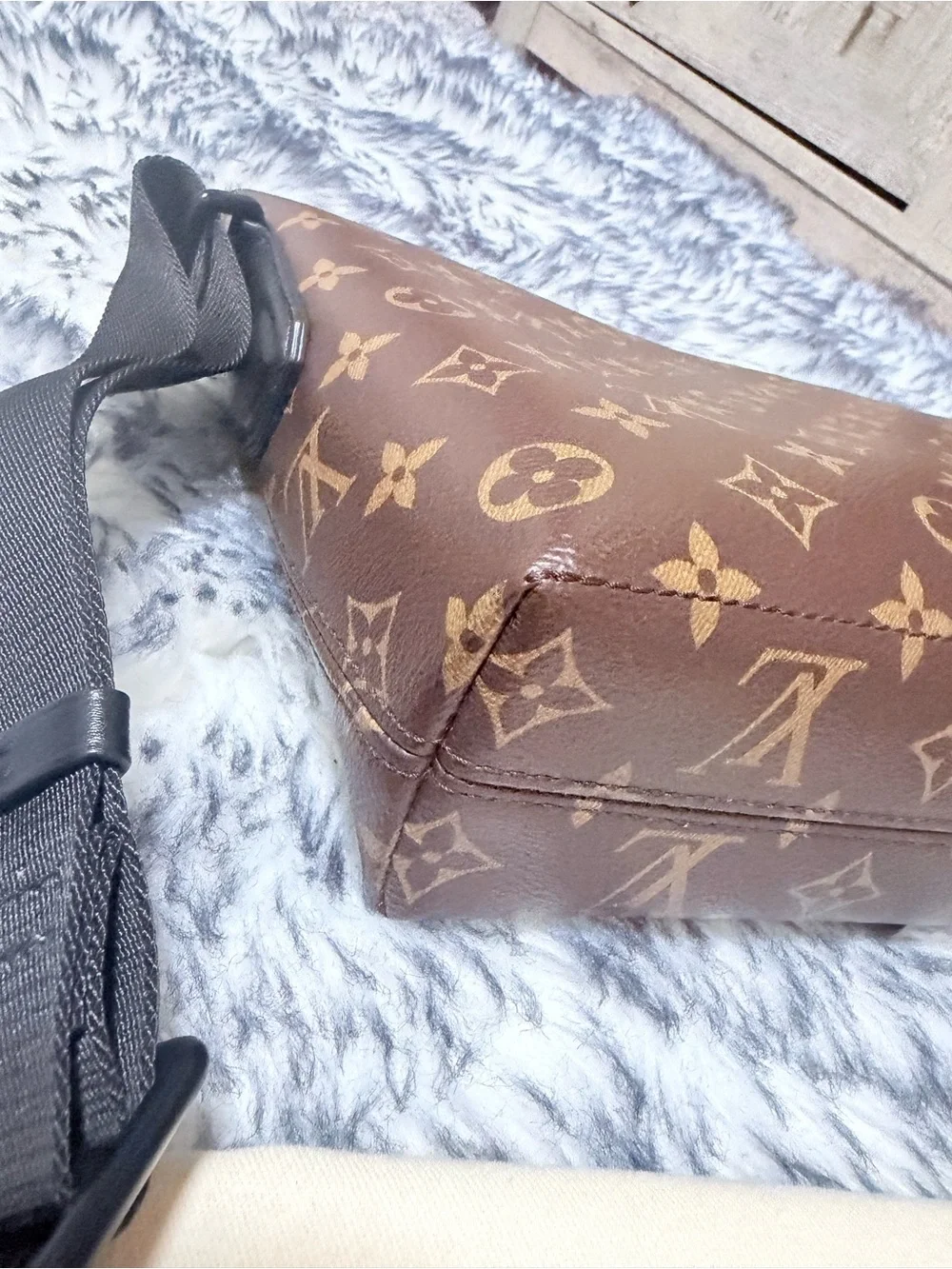 Monogram Canvas Crossbody Messenger Bag - Brown